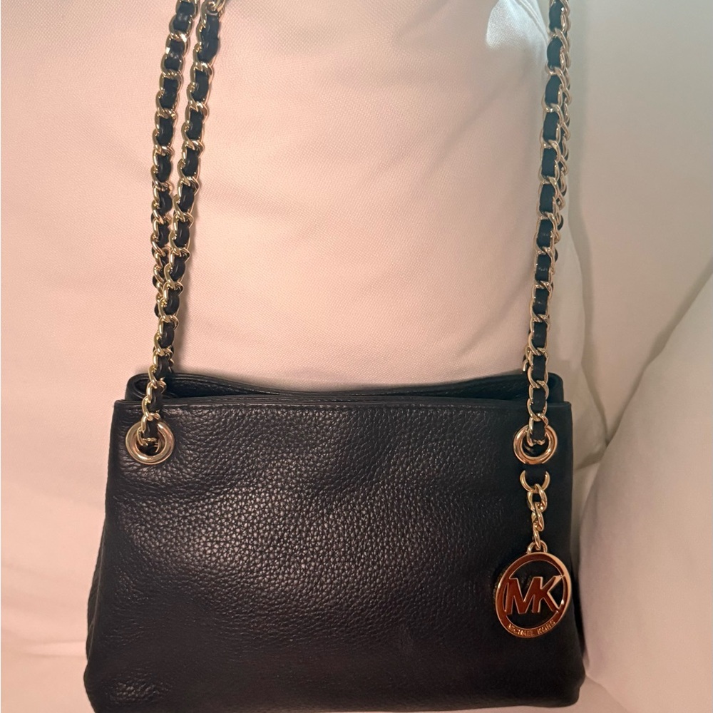 Michael Kors Black Shoulder Bag with Gold Chain